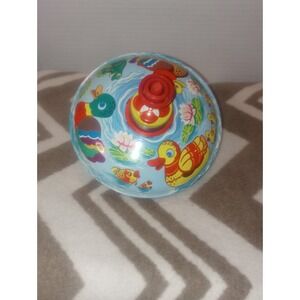 LBZ Tin Spinning Top Toy Duck On Pond Humming 5x5 Works Vintage